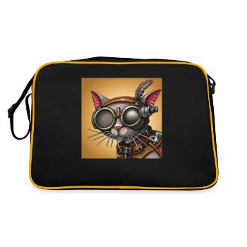 Une promenade dans l’ du robot : chat Steampunk - Sac Retro - noir/or - Dos
