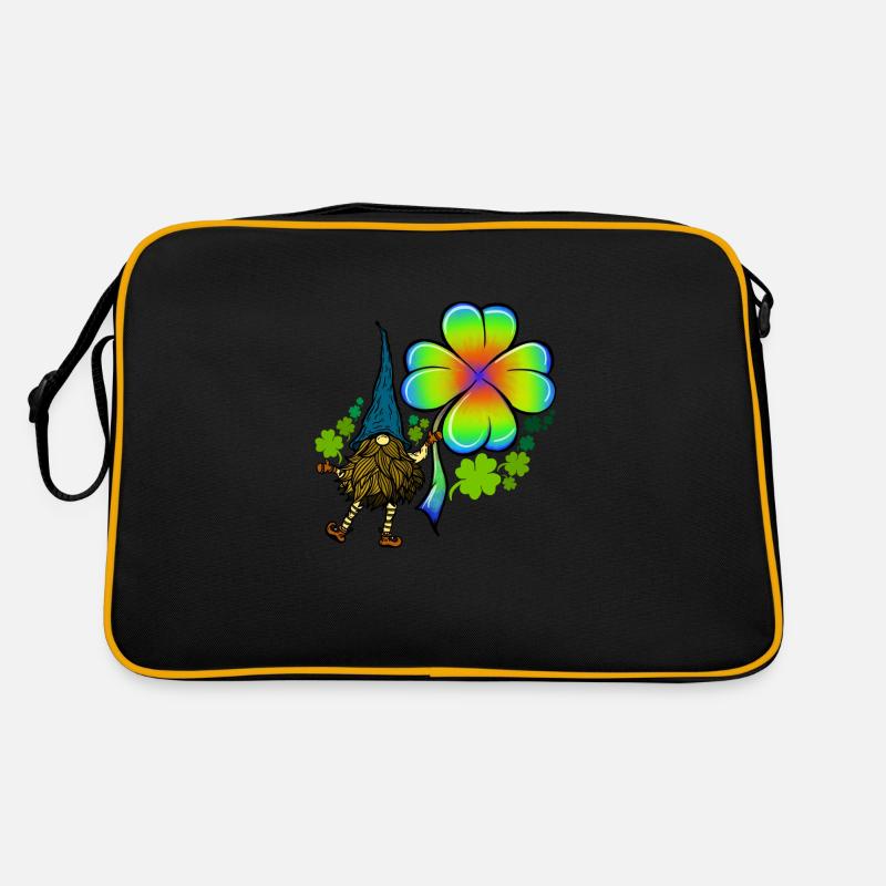 Gnome Tie Dye Trèfle Trèfle Saint-Patrick - Sac Retro - noir/or