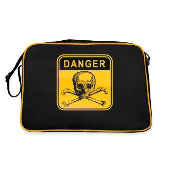 halloween danger totenkopf - Retro Tasche - Schwarz/Gold - Hinten