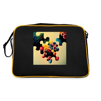 Puzzle motif with molecules - Retro Bag - black/gold - Back
