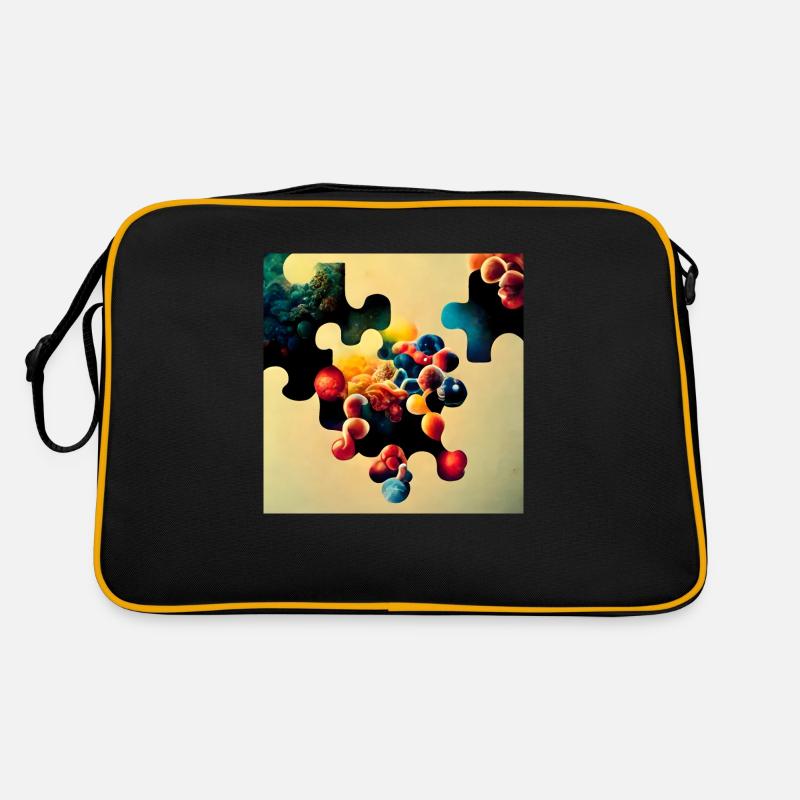 Motif de puzzle avec des molécules Sac Retro