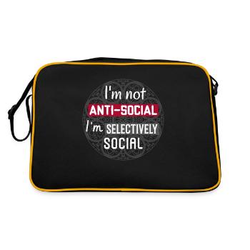 I´m Not Anti-Social I´m Selectively Social. Funny - Retro Bag - black/gold - Back