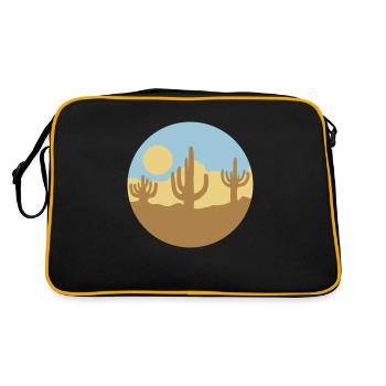 Sun Desert Landscape Silhouette - Retro Bag - black/gold - Back