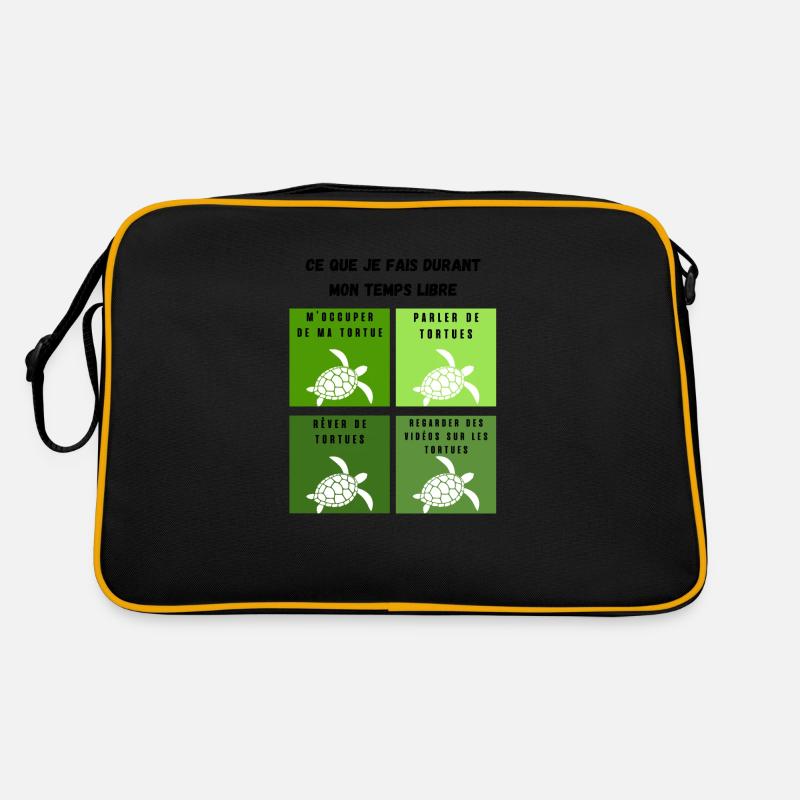 ce que je fais durant mon temps libre tortue - Sac Retro - noir/or