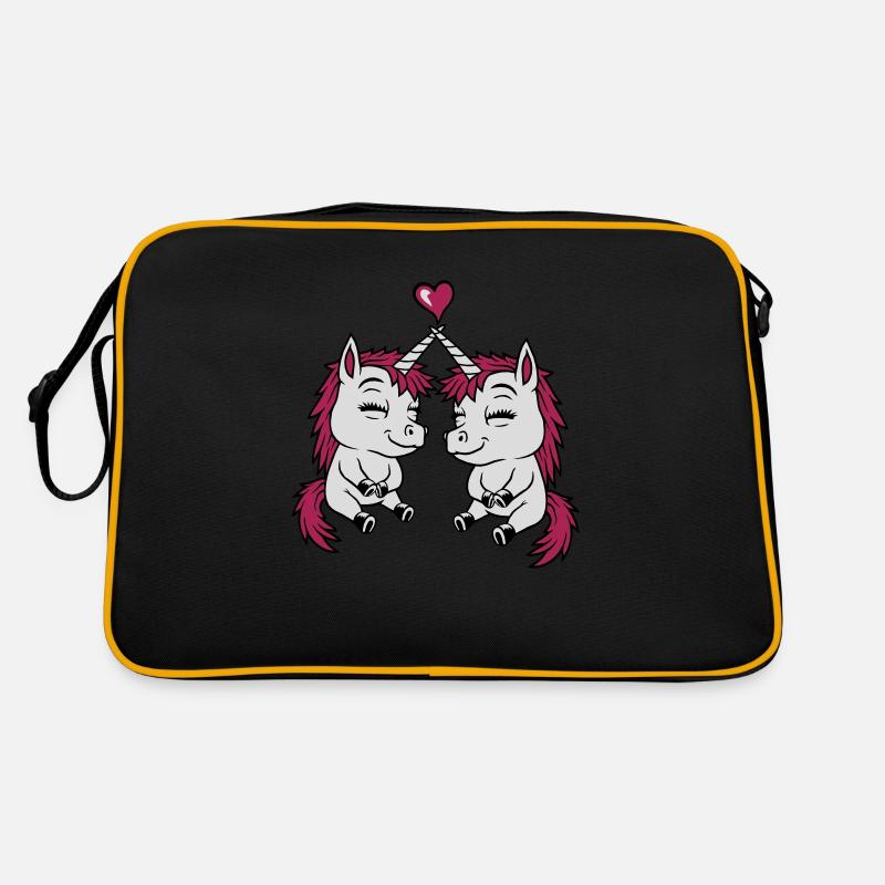 2 Einhorn Freunde Liebe Retro Tasche