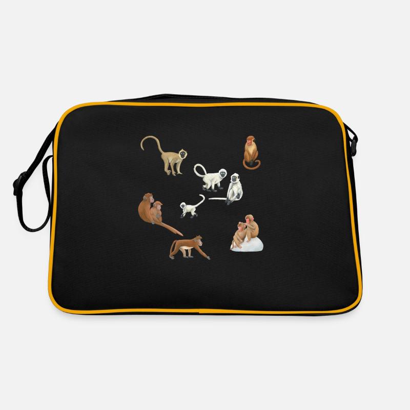 Asian monkeys - Retro Bag - black/gold
