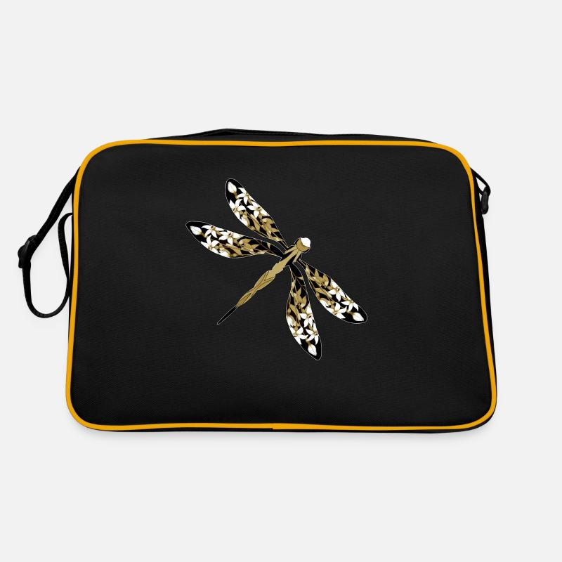 Libelle - Retro Tasche - Schwarz/Gold