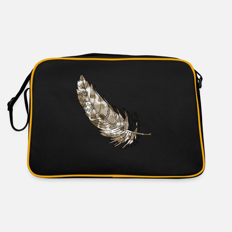 Feder - Retro Tasche - Schwarz/Gold