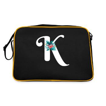 Buchstabe K geblümt - Retro Tasche - Schwarz/Gold - Hinten