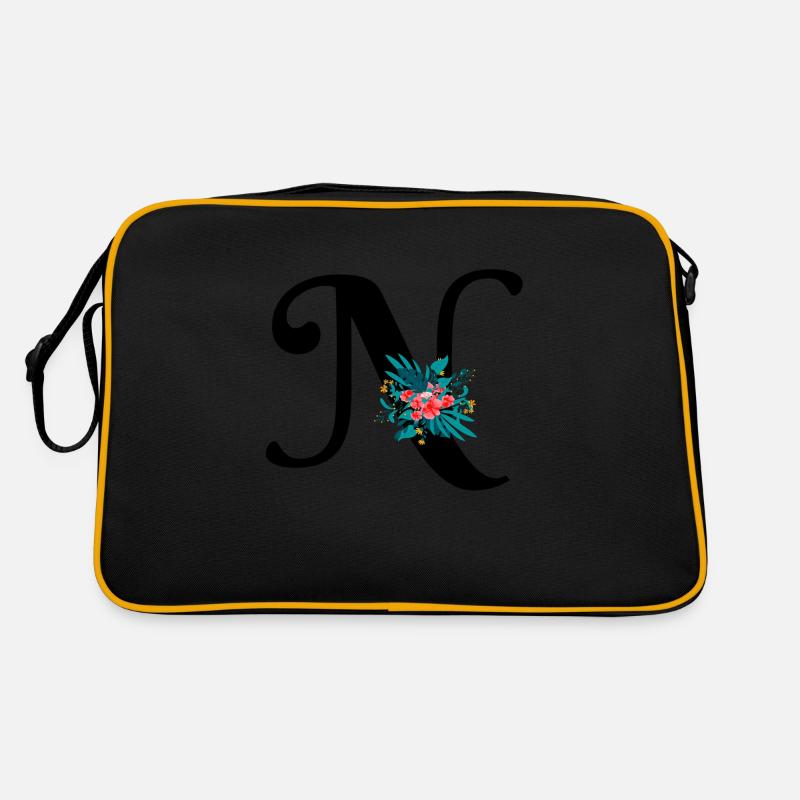 Buchstabe N geblümt Retro Tasche