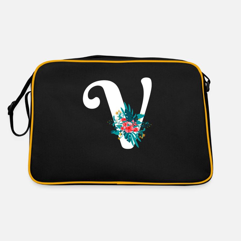 Buchstabe V geblümt Retro Tasche