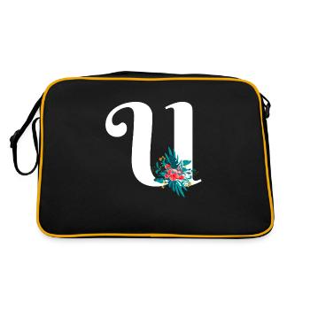 letter U flowered - Retro Bag - black/gold - Back