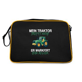 Mein Traktor tropft nicht er markiert sein Revier - Retro Tasche - Schwarz/Gold - Hinten