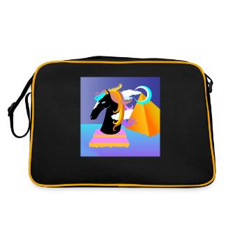 Cheval d’échecs pop art avec pyramide à l’arrière - Sac Retro - noir/or - Dos