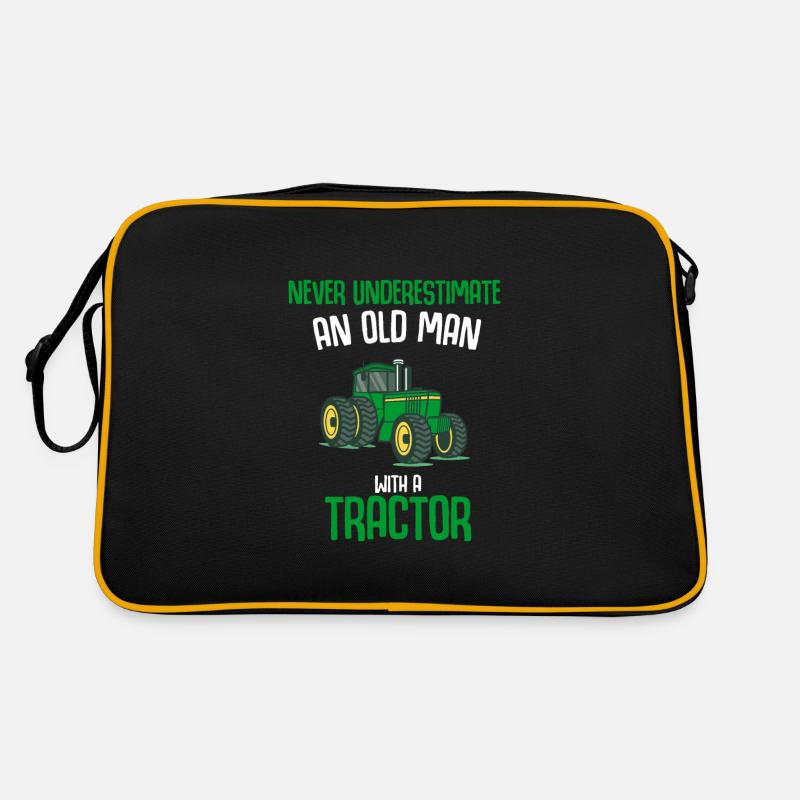 Old man with a tractor farmer Retro Tasche