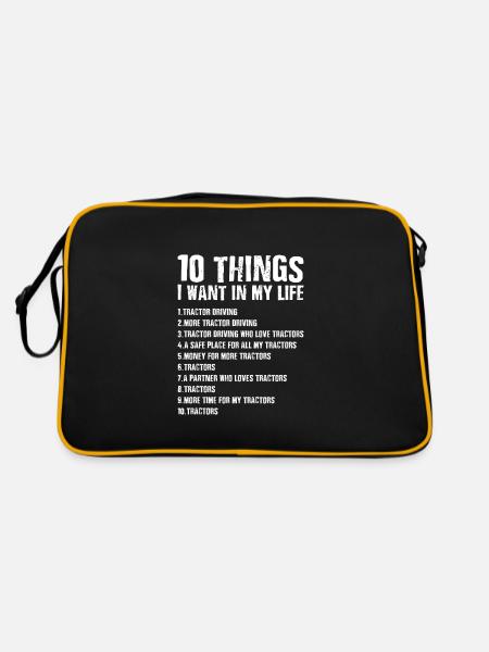 10 things I want in life Tractor driving farmer - Retro Bag - black/gold - Back