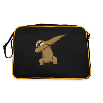 Dabbing Faultier Geschenkidee - Retro Tasche - Schwarz/Gold - Hinten