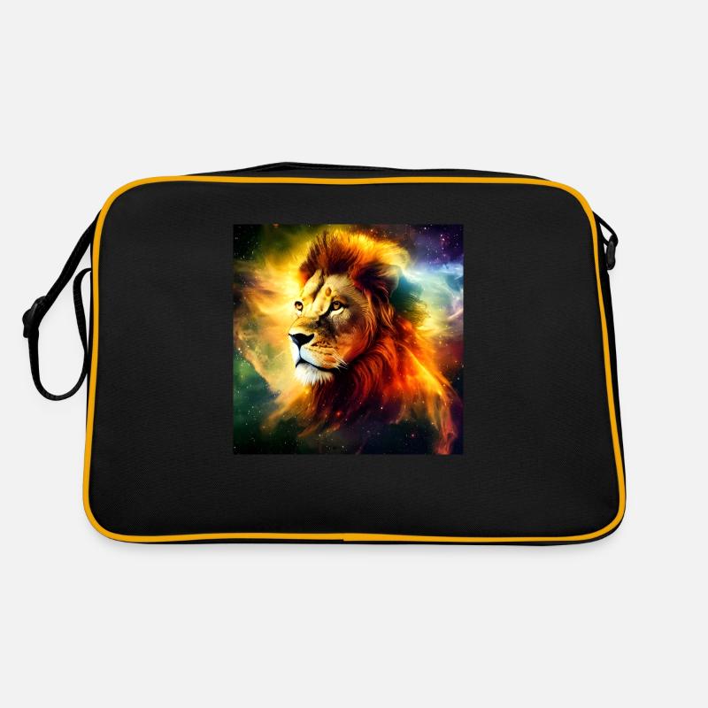 Mystischer Löwe - Retro Tasche - Schwarz/Gold