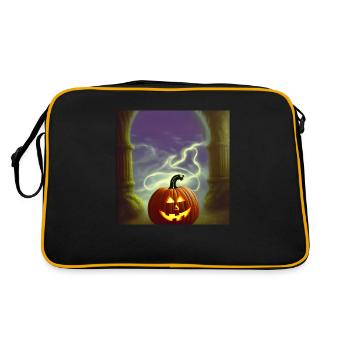 Halloween Scary Funny Pumpkin Head Evil - Retro Bag - black/gold - Back