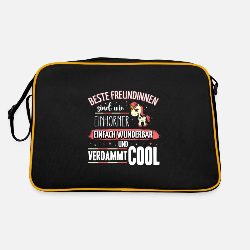 Beste Freundinnen sind wie Einhörner - Retro Tasche - Schwarz/Gold