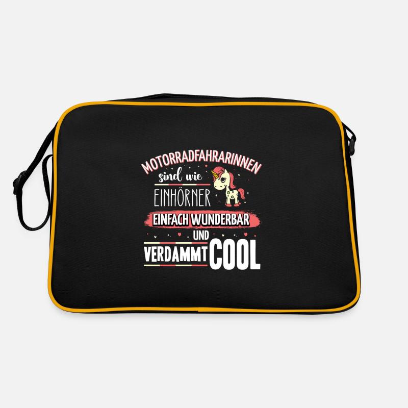 Motorradfahrerinnen sind wie Einhörner - Retro Tasche - Schwarz/Gold