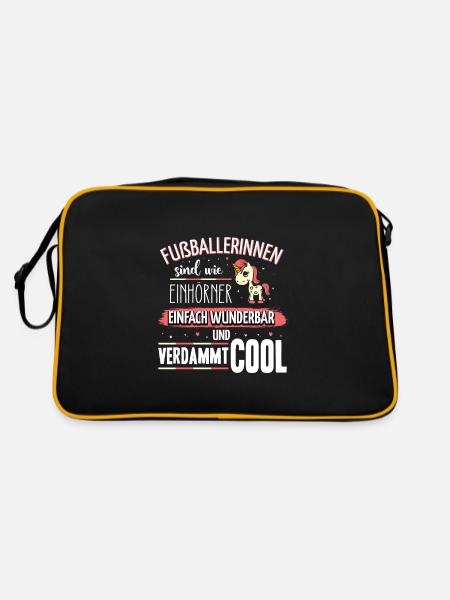 Fußballerinnen sind wie Einhörner - Retro Tasche - Schwarz/Gold
