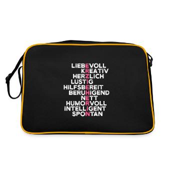 Liebevoll Herzlich Hilfsbereit Erzieherin - Retro Tasche - Schwarz/Gold - Hinten