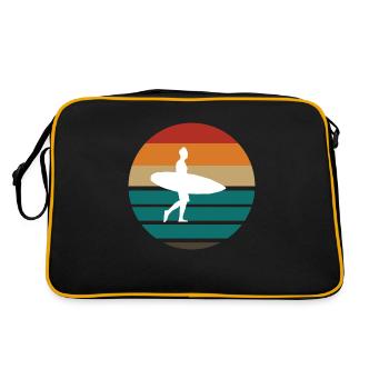 Surfing Surfboard Surfer Geschenksidee - Retro Tasche - Schwarz/Gold - Hinten