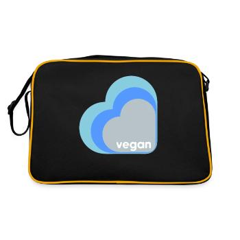 Blaues veganes Herz - Retro Tasche - Schwarz/Gold - Hinten