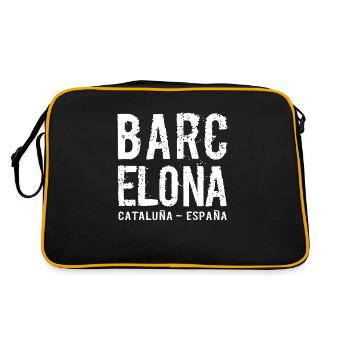 Barcelona, Katalonien, Spanien, Mittelmeer - Retro Tasche - Schwarz/Gold - Hinten