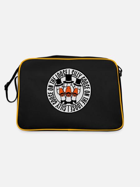 goose on the loose - Retro Tasche - Schwarz/Gold - Hinten