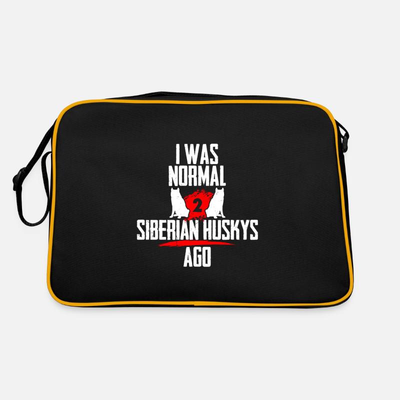 Ich war normal 2 Siberian Huskys voher Retro Tasche