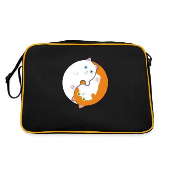 Weiße und rote Yin-Yang-Katzen - Retro Tasche - Schwarz/Gold - Hinten