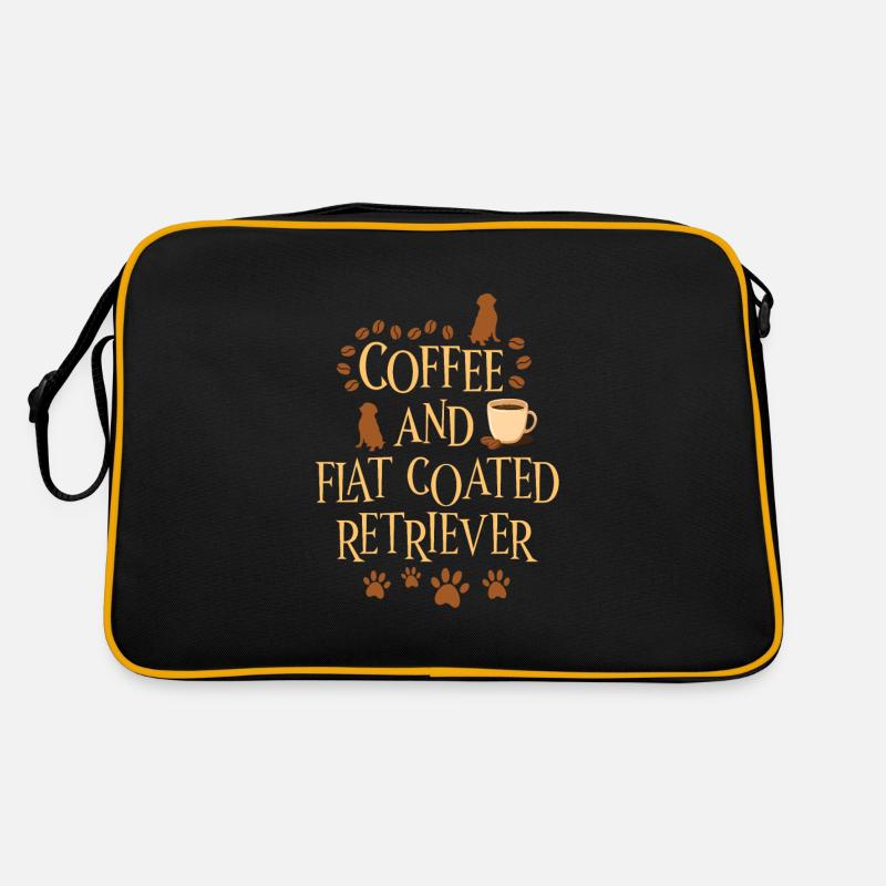 Kaffee und Flat Coated Retriever Retro Tasche