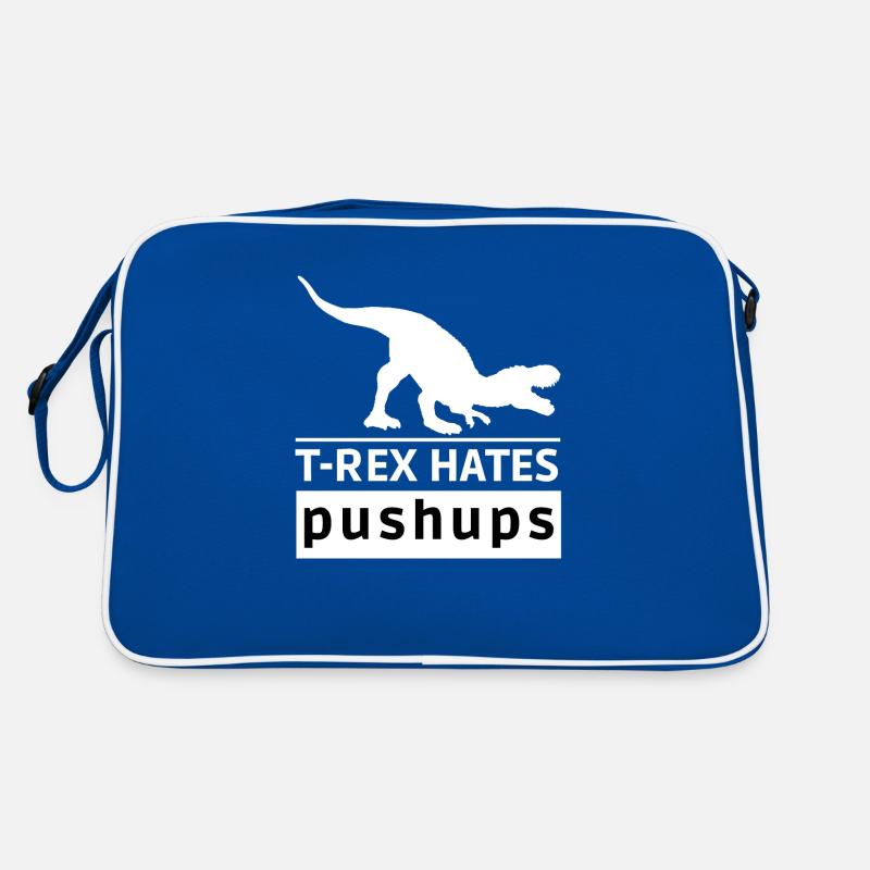 T-Rex hasst Liegestütze Original Geschenkidee Retro Tasche