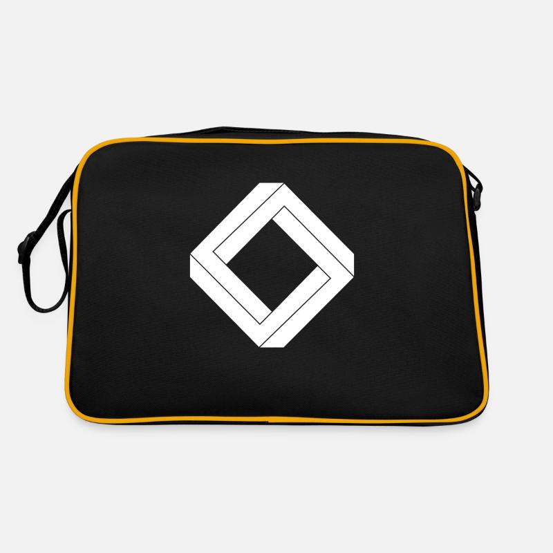 square impossible white design - Retro Bag - black/gold