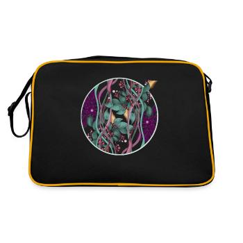Pattern circle with leaves and dots - Retro Bag - black/gold - Back