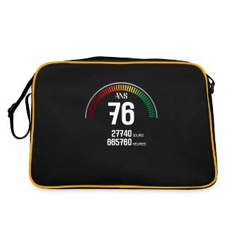 Anniversaire 76 ans Compteur - Sac Retro - noir/or - Dos
