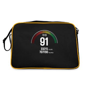 Anniversaire 91 ans Compteur - Sac Retro - noir/or - Dos