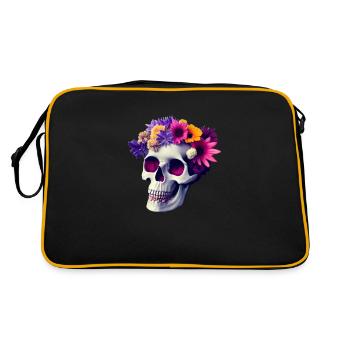 Skull with floral decoration - Retro Bag - black/gold - Back