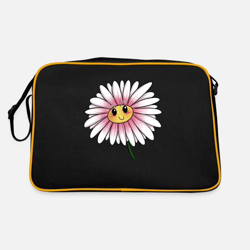Gänseblümchen - Retro Tasche - Schwarz/Gold