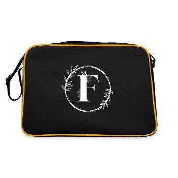Buchstabe F Blumen - Retro Tasche - Schwarz/Gold - Hinten