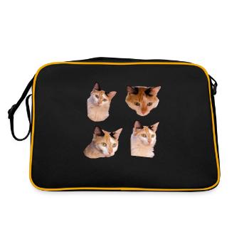 Kitties Katze Cool und süß Aufkleber Pack - Retro Tasche - Schwarz/Gold - Hinten