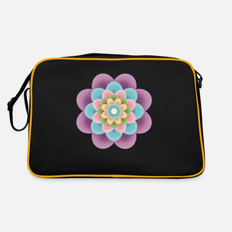 Flower Mandala - Retro Tasche - Schwarz/Gold