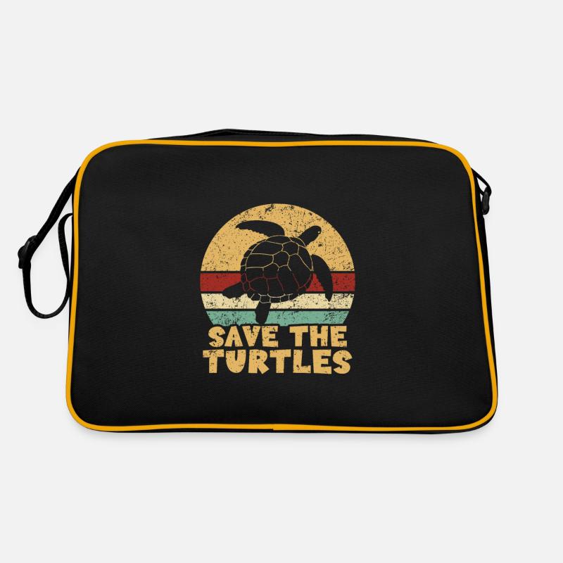 Save the turtles water turtle - Retro Tasche - Schwarz/Gold