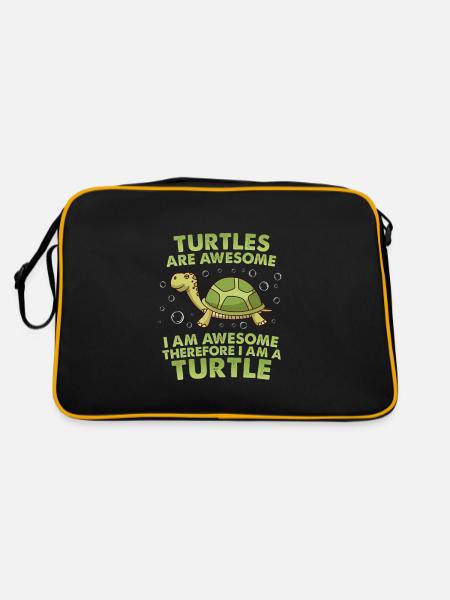 Turtles are awesome water turtle - Retro Tasche - Schwarz/Gold