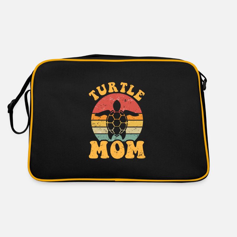 Turtle Mom turtles - Retro Tasche - Schwarz/Gold