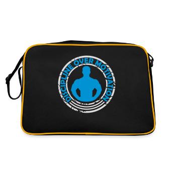 discipline over motivation Zitat - Retro Tasche - Schwarz/Gold - Hinten