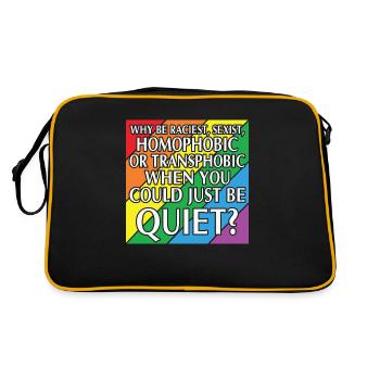 LBGT Flag Gay Pride Human could just be quiet - Retro Bag - black/gold - Back