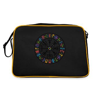 Rune, Altes gotisches Zeichen - Retro Tasche - Schwarz/Gold - Hinten